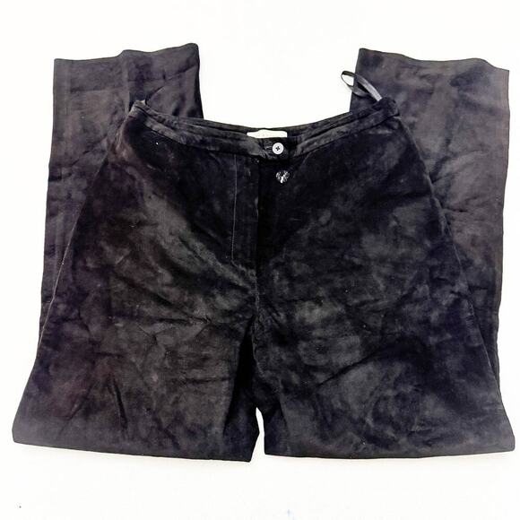 Lord & Taylor Black Suede Leather Flare Leg Pants Size 8 EUC - Picture 4 of 7